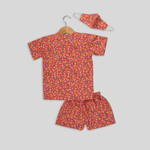 Fruit Printed Half-Sleeves Nightwear For Kids