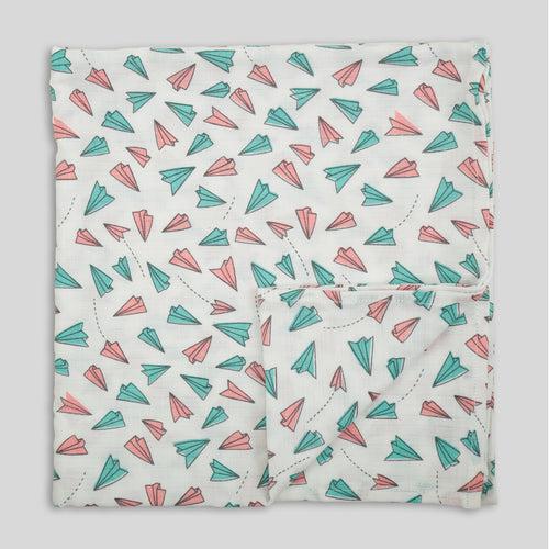 New Born Gift Box in Organic Cotton in Paper Plane Print