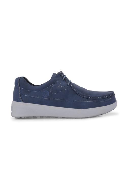 HITZ Men's Blue Leather Casual Lace Up Shoes