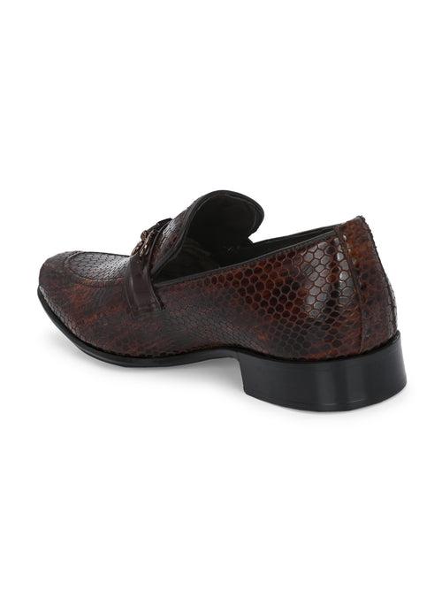 Hitz Men's Tan Leather Party Wear Slip On Shoes