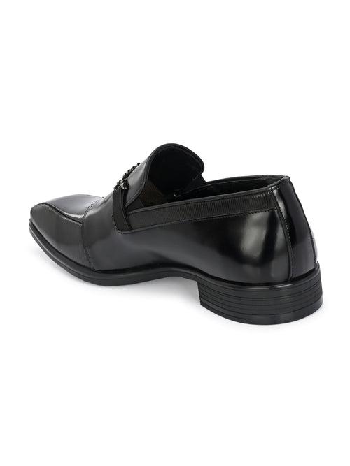 HITZ3718-Men's Black Leather Party Wear Shoes