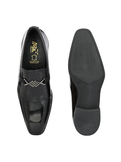 HITZ3718-Men's Black Leather Party Wear Shoes