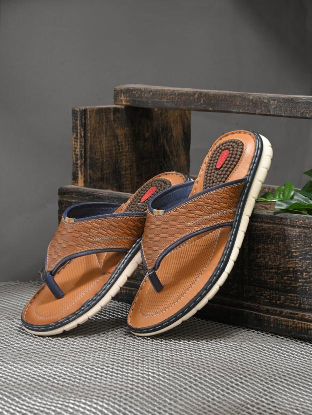 Hitz Men's Tan Leather Casual Slipper