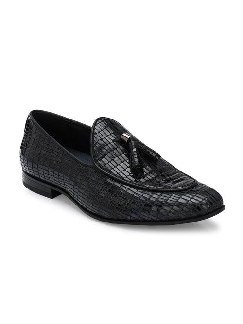 HITZ7565-Men's Black Leather Party Wear Shoes