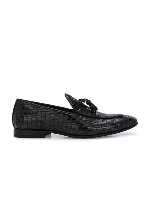 HITZ7565-Men's Black Leather Party Wear Shoes