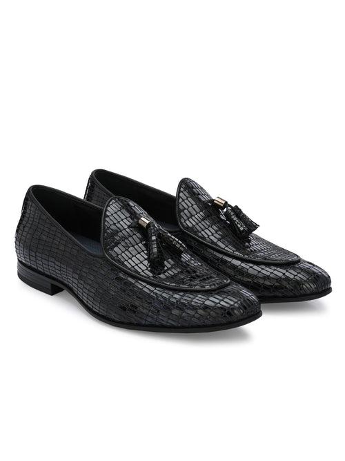 HITZ7565-Men's Black Leather Party Wear Shoes