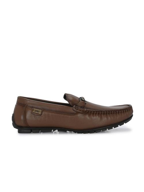 Hitz Men's Tan Leather Casual loafers