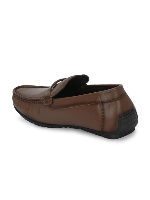 Hitz Men's Tan Leather Casual loafers