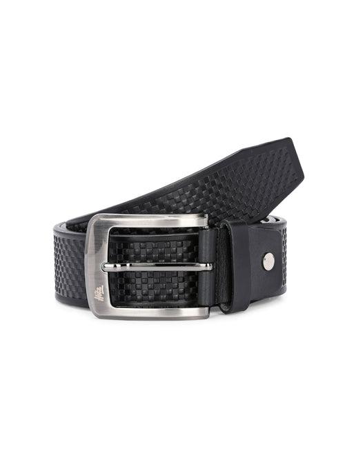 LP_652-Black Leather Belt For Men's