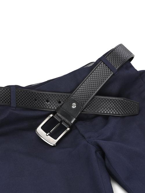 LP_652-Black Leather Belt For Men's