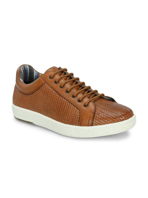 HITZSN_10-Men's Tan Leather Lace-Up Sneaker