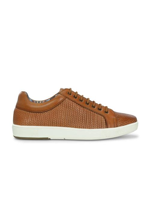 HITZSN_10-Men's Tan Leather Lace-Up Sneaker