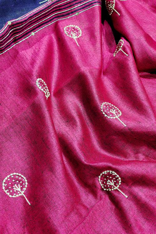 French Knot Organic Linen Saree