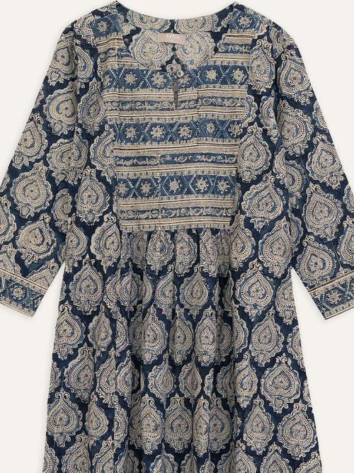 Aiza Cotton Kalamkari Block Printed A-Line Kurta