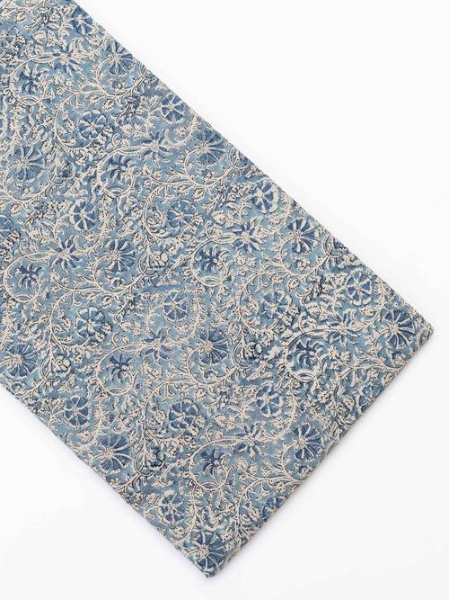 Cotton Kalamkari Indigo Block Print Fabric