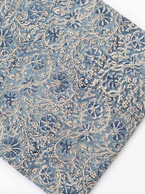 Cotton Kalamkari Indigo Block Print Fabric