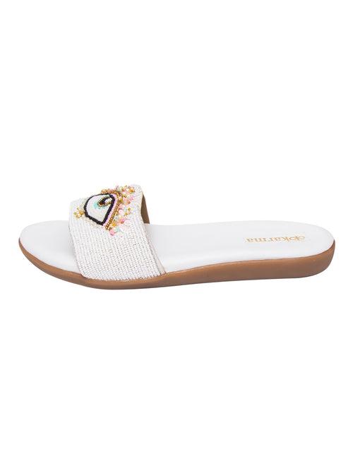 NAZAR FLAT SLIDES IN WHITE