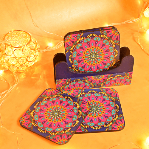 Mandala Coasters with Stand