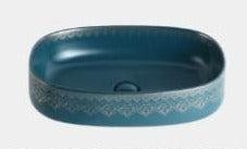 Golden Opulence Vintage Loft Style Oval Ceramic Wash Basin With Artistic Exterior By TGF