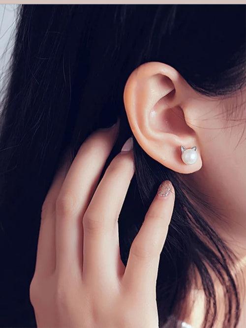 Pearl Cat Ear Studs