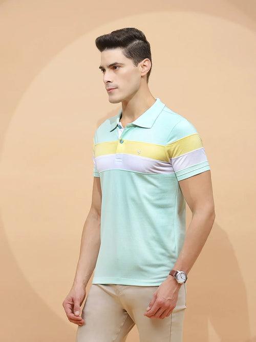 Mint Green Polycotton Regular Fit T-Shirt For Men