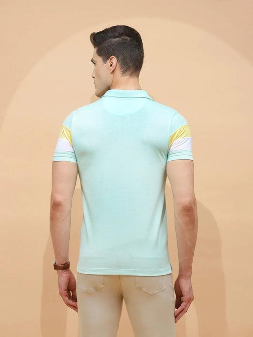 Mint Green Polycotton Regular Fit T-Shirt For Men