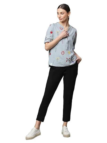 Sky Cotton Regular Fit Blouson Top For Women