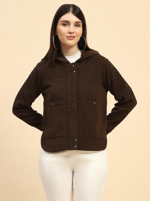 Coffee Solid Poly Blend Relaxed Fit Sweatshirt