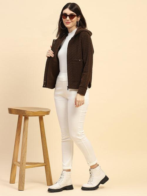 Coffee Solid Poly Blend Relaxed Fit Sweatshirt