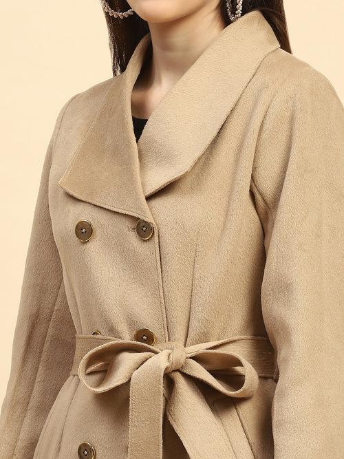 Mouse Solid Poly Viscose Relaxed Fit Long Coat