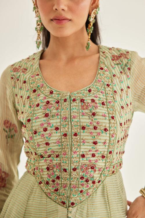 Smoke Green Anarkali Set