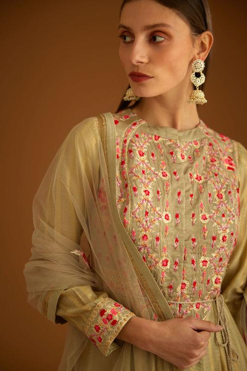 Neutral Anarkali Set.