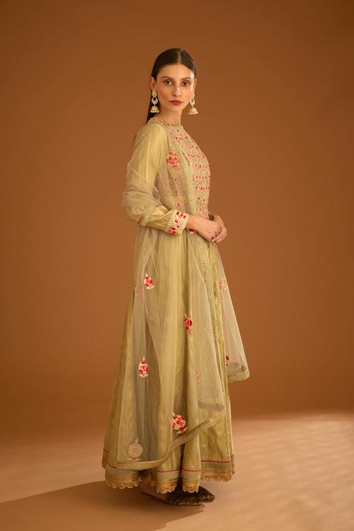 Neutral Anarkali Set.