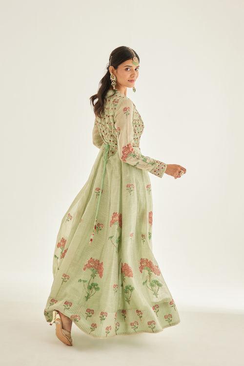 Smoke Green Anarkali Set