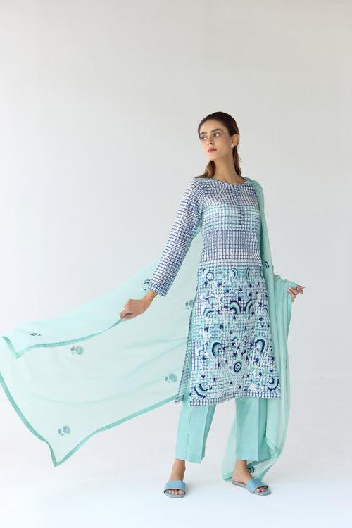 Mist Jade Blue Kurta Set.