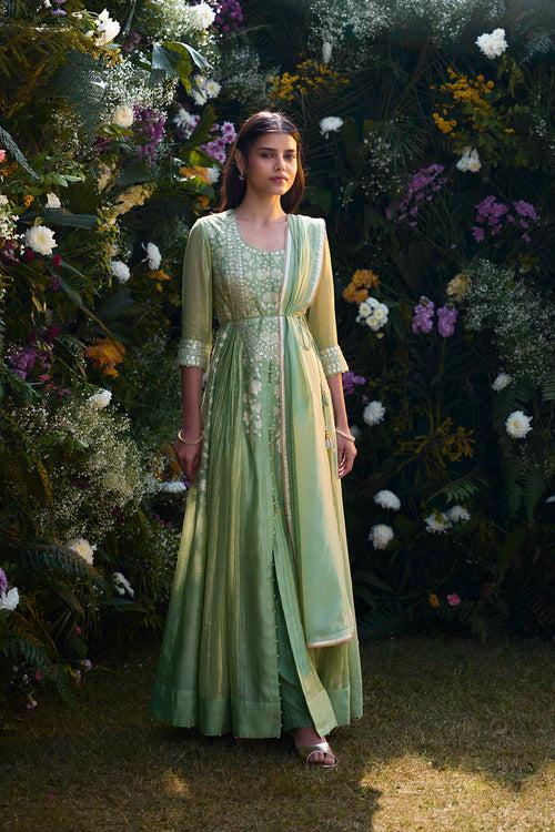 Mist Green Anarkali Set.