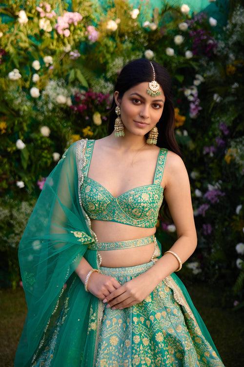 Vivid Green Lehenga Set.