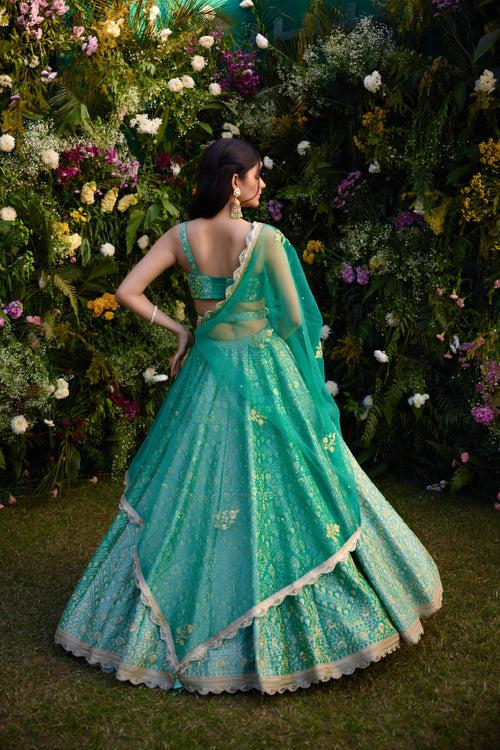 Vivid Green Lehenga Set.