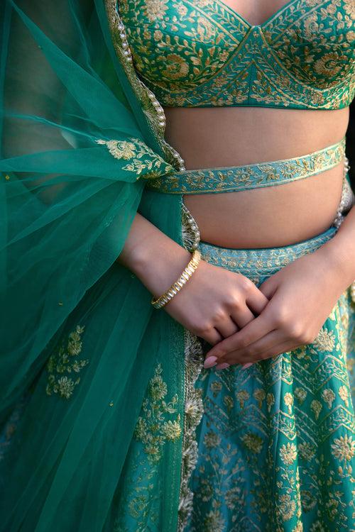 Vivid Green Lehenga Set.