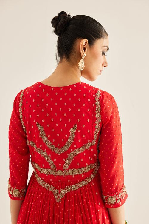 Red Anarkali Set