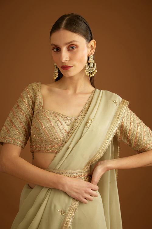 Whisper Green Saree Set.