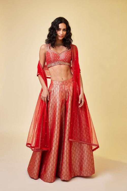 Red Sharara Set.