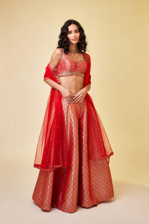 Red Sharara Set.