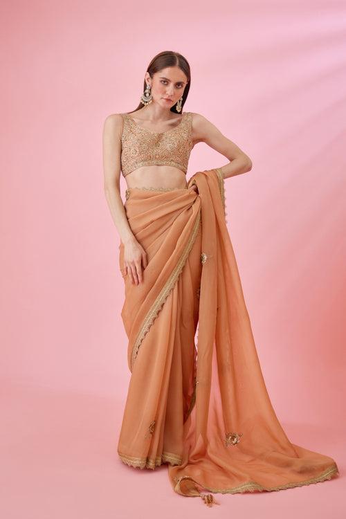 Rust Saree Set.