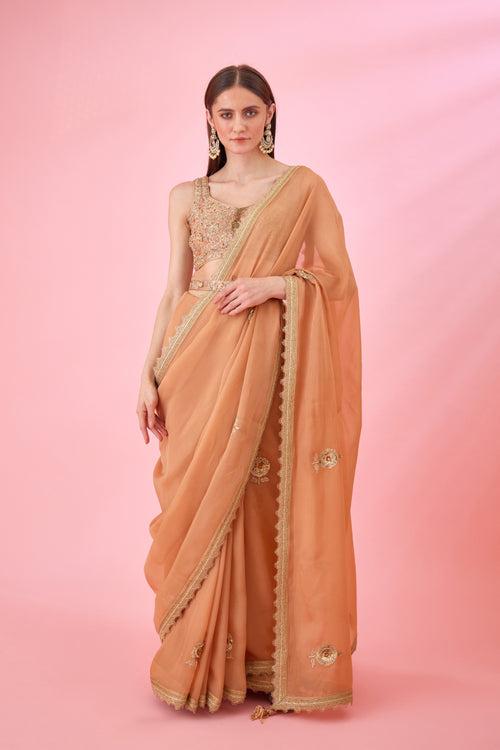 Rust Saree Set.