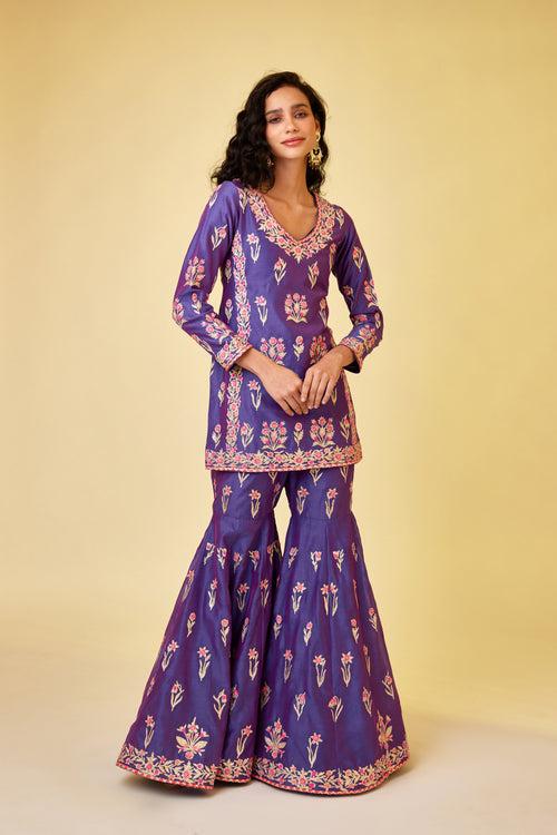 Purple Pink Sharara Set