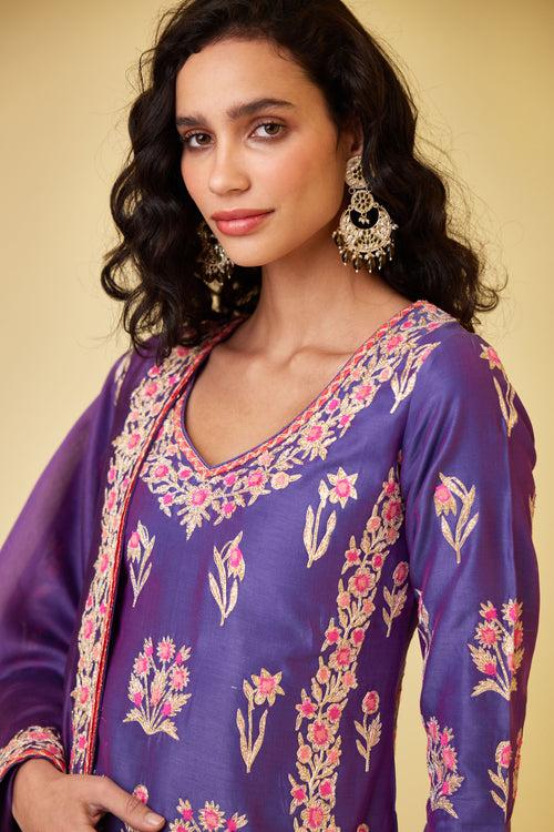 Purple Pink Sharara Set