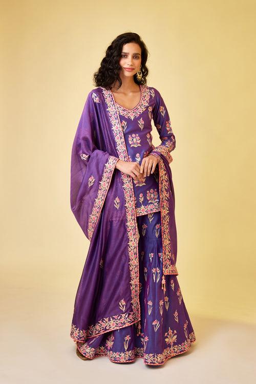 Purple Pink Sharara Set