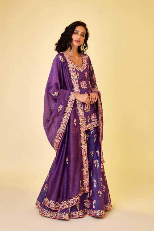 Purple Pink Sharara Set