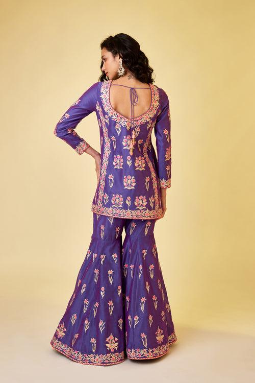 Purple Pink Sharara Set